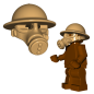 Preview: BrickWarriors Britische Gasmaske Mütze für LEGO Figuren dark tan