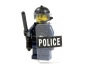 Preview: Custom policeman from LEGO® parts and custom accessories blue weapon helmet shield