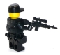 Preview: Custom Figur Spezialeinheit SWAT aus LEGO® Teilen mit Custom Cap und Waffe black R1/R1/F2