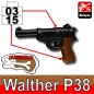 Preview: Custom Minifig.cat Walther P38 black brown for LEGO figures
