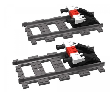 BlueBrixx Train buffer stop 2x with two straight rail tracks 60 parts