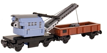 BlueBrixx Crane wagon with stanchion wagon 101076