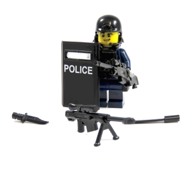 Custom Figure Police made of LEGO® parts an Custom accessories Shild Police