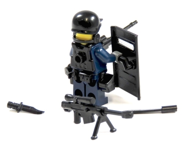 Custom Figure Police made of LEGO® parts an Custom accessories Shild Police