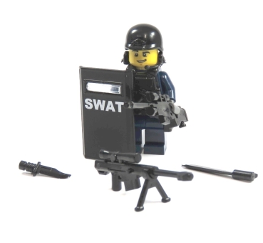 Custom Figure Police made of LEGO® parts an Custom accessories Shild SWAT