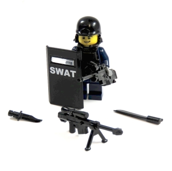 Custom Figure Police made of LEGO® parts an Custom accessories Shild SWAT