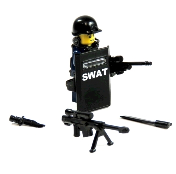 Custom Figure Police made of LEGO® parts an Custom accessories Shild SWAT