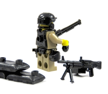 Custom Figure US soldier special unit made of LEGO® parts with custom accessory weapon