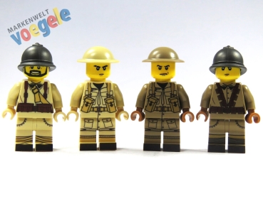4 Custom soldiers tan dark tan WW2 figure UV printed from LEGO® parts