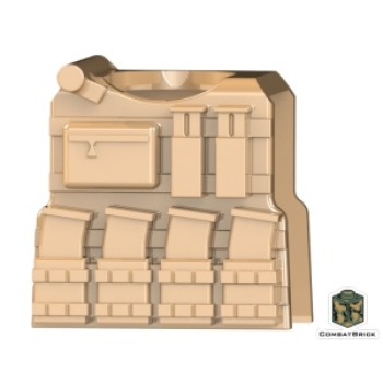 Combat Brick Weste mit Trinkrucksack auf der Rückseite für LEGO® Figuren in der Farbe dark tan