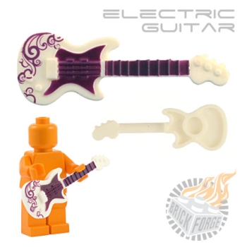 Custom Brick Forge Electric Guitar for LEGO figures printet purpel white
