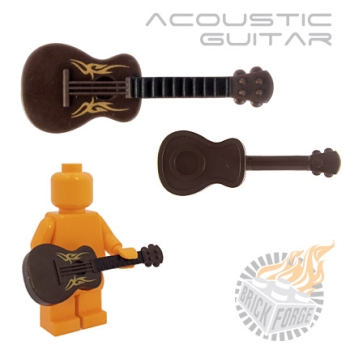 Custom Brick Forge Guitar for LEGO figures printet brown