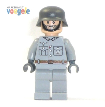 Custom Figure Custom Figure Wehrmacht Soldier tan made of LEGO bricks in grey with printed head