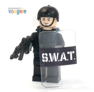 Custom Figure SWAT soldier with weapen with printed head made of LEGO bricks
