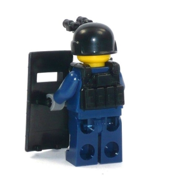 Custom Figure SWAT soldier with CombatBrick weapen and much accessories made of LEGO bricks blue