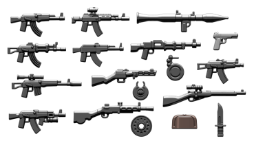 Custom BrickArms Russian Set with 14 modern weapons and weapon accessories