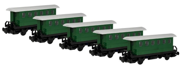 BlueBrixx Passenger car with shelter V2 5er Set with 1042 parts