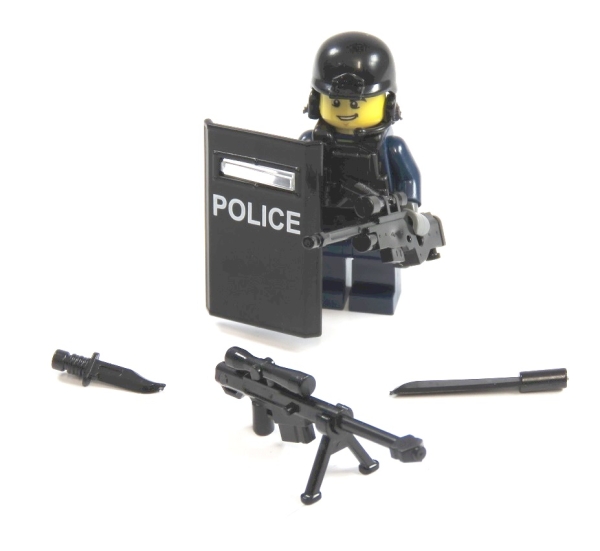 Custom Figure Police made of LEGO® parts an Custom accessories Shild Police