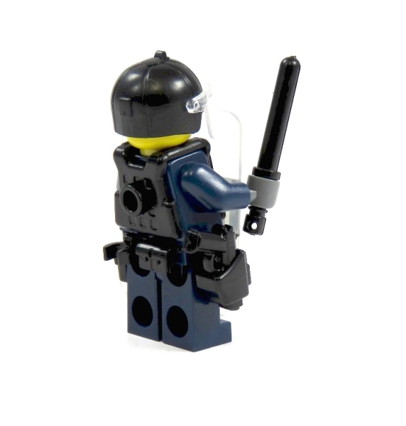 Custom policeman from LEGO® parts and custom accessories blue weapon helmet shield