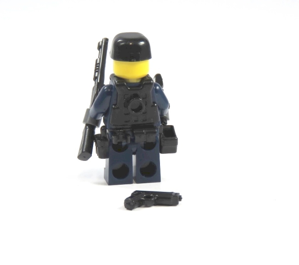 Custom Figure Agent from LEGO® parts and custom accessories blue
