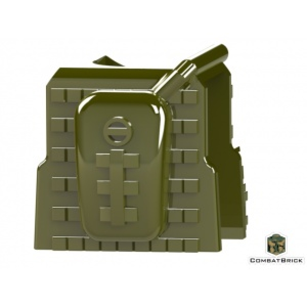 Combat Brick Weste mit Trinkrucksack auf der Rückseite für LEGO® Figuren in der Farbe grün