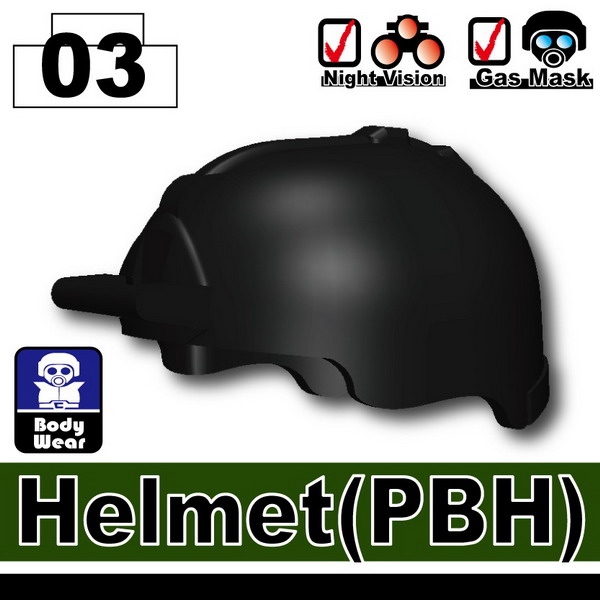 5 Minifig.cat Custom PBH Helme für LEGO® Figuren in der Farbe schwarz