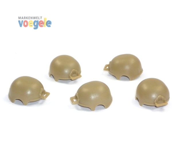 5 Minifig.cat Custom PBH Helme für LEGO® Figuren in der Farbe dark tan