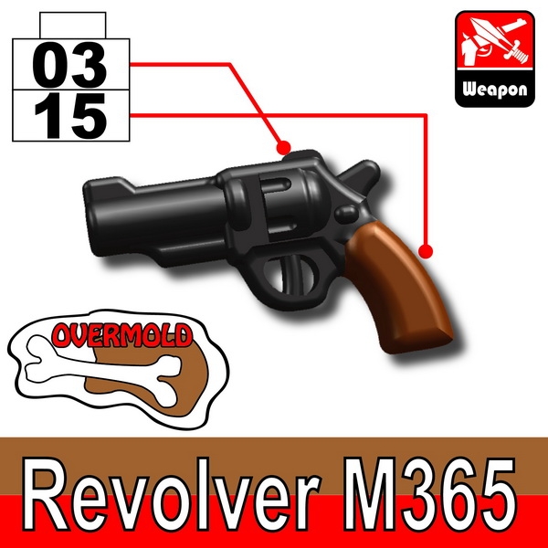 Custom Minifig.cat Revolver M365 schwarz braun für LEGO Figuren