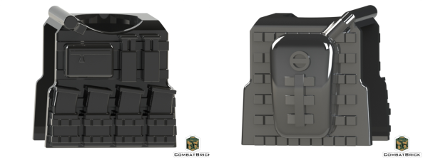 Combat Brick Weste mit Trinkrucksack auf der Rückseite für LEGO® Figuren in der Farbe schwarz