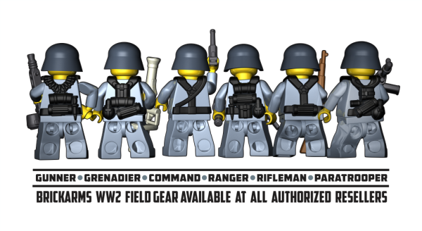 Brickarms Deutsche WW2 Weste Feldausrüstung Fallschirmjäger für LEGO® Figuren grau